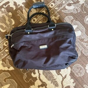 Vintage Travel Duffel Bag Brown Nylon with Shoulder Strap Unisex Adult